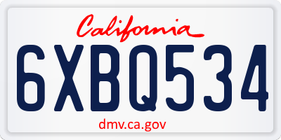 CA license plate 6XBQ534