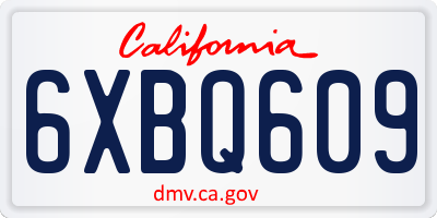 CA license plate 6XBQ609