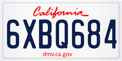 CA license plate 6XBQ684