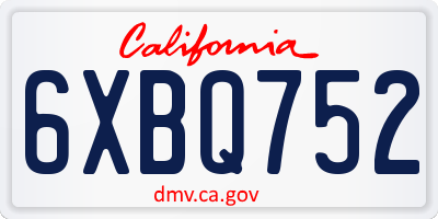 CA license plate 6XBQ752