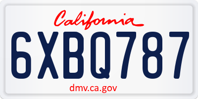 CA license plate 6XBQ787