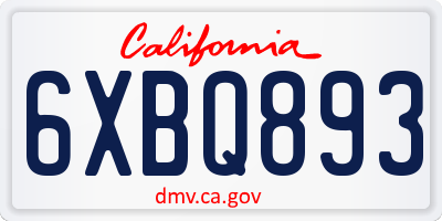 CA license plate 6XBQ893