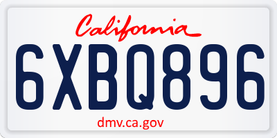 CA license plate 6XBQ896