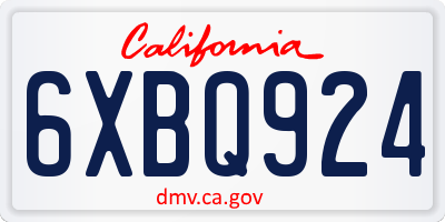 CA license plate 6XBQ924