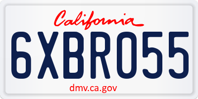 CA license plate 6XBR055