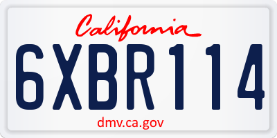 CA license plate 6XBR114