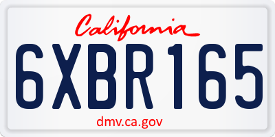 CA license plate 6XBR165