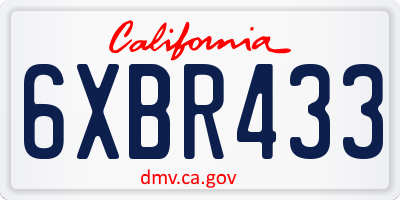 CA license plate 6XBR433