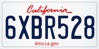 CA license plate 6XBR528