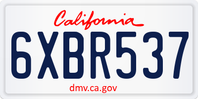 CA license plate 6XBR537