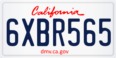 CA license plate 6XBR565