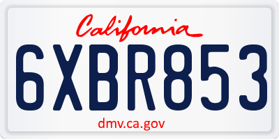 CA license plate 6XBR853