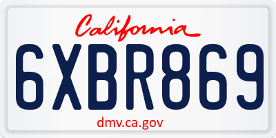 CA license plate 6XBR869