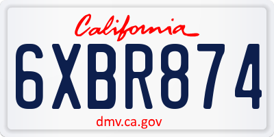 CA license plate 6XBR874
