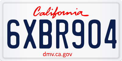 CA license plate 6XBR904