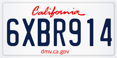 CA license plate 6XBR914
