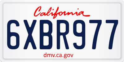 CA license plate 6XBR977