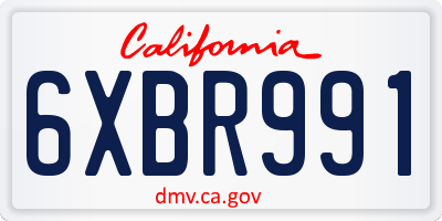 CA license plate 6XBR991