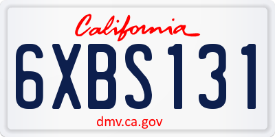 CA license plate 6XBS131