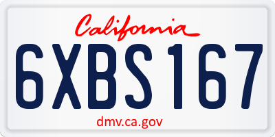 CA license plate 6XBS167