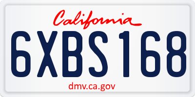 CA license plate 6XBS168