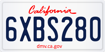 CA license plate 6XBS280