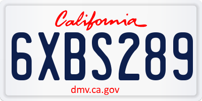 CA license plate 6XBS289