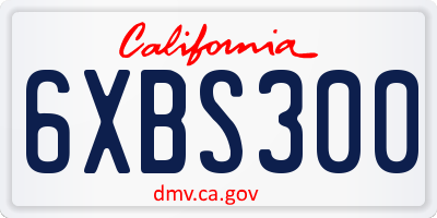 CA license plate 6XBS300