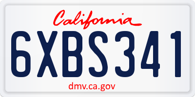 CA license plate 6XBS341