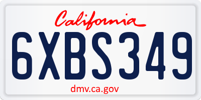 CA license plate 6XBS349