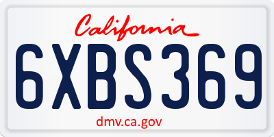 CA license plate 6XBS369