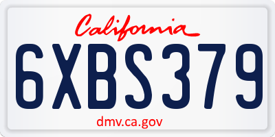 CA license plate 6XBS379