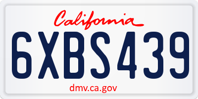 CA license plate 6XBS439