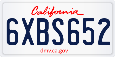 CA license plate 6XBS652