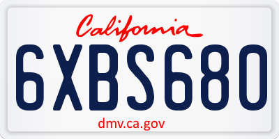 CA license plate 6XBS680