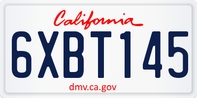 CA license plate 6XBT145