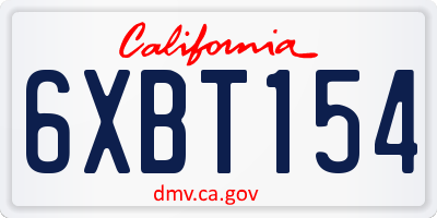 CA license plate 6XBT154