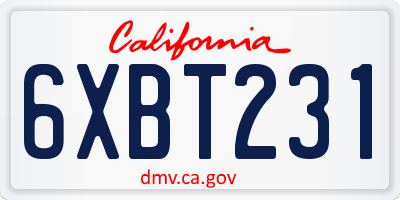 CA license plate 6XBT231