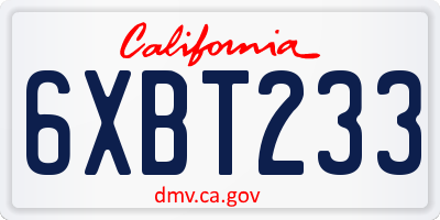 CA license plate 6XBT233