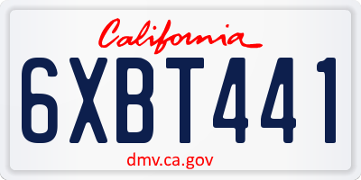CA license plate 6XBT441