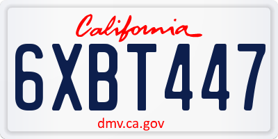 CA license plate 6XBT447