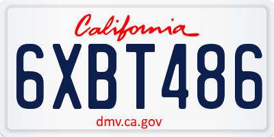 CA license plate 6XBT486