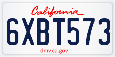 CA license plate 6XBT573