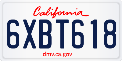 CA license plate 6XBT618