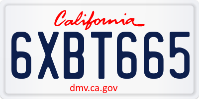 CA license plate 6XBT665