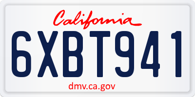 CA license plate 6XBT941