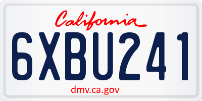 CA license plate 6XBU241