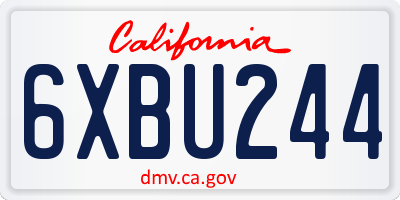 CA license plate 6XBU244