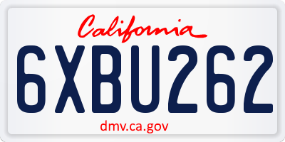 CA license plate 6XBU262