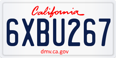 CA license plate 6XBU267